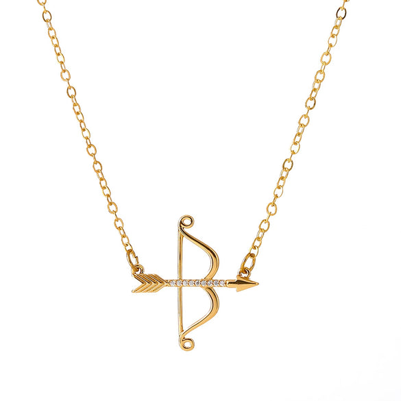 Pendant Necklace Bow And Arrow Clavicle Chain Copper Alloy Zircon Geometric Electroplating