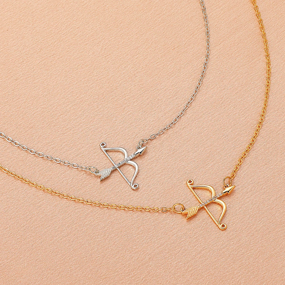 Pendant Necklace Bow And Arrow Clavicle Chain Copper Alloy Zircon Geometric Electroplating