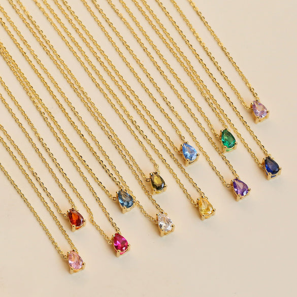 Pendant Necklace Brass Copper Dropshaped Electroplating December Birthstone Women's