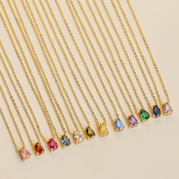Pendant Necklace Brass Copper Dropshaped Electroplating December Birthstone Women's