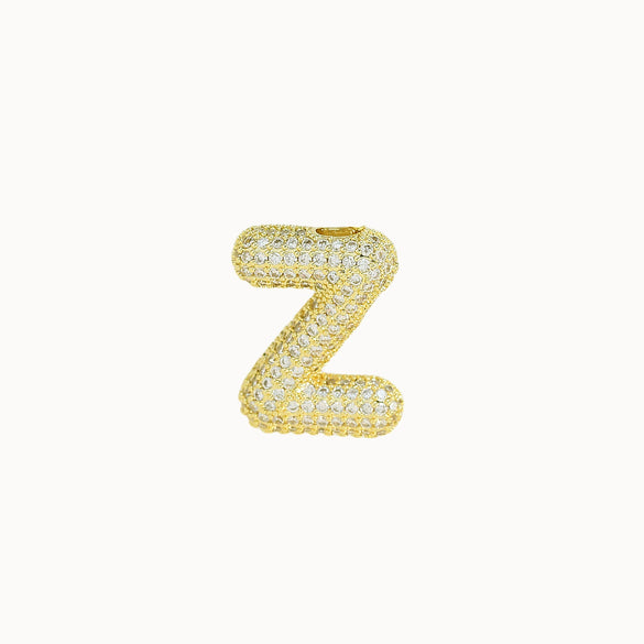 Pendant Necklace Brass Copper Zircon Balloon Bubble Chubby Alphabet Electroplating