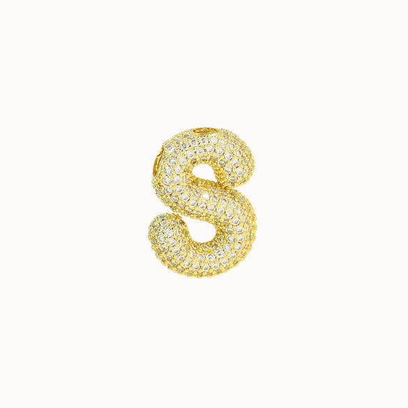 Pendant Necklace Brass Copper Zircon Balloon Bubble Chubby Alphabet Electroplating