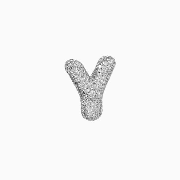 Pendant Necklace Brass Copper Zircon Balloon Bubble Chubby Alphabet Electroplating