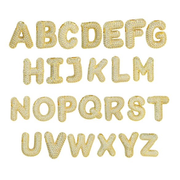 Pendant Necklace Brass Copper Zircon Balloon Bubble Chubby Alphabet Electroplating