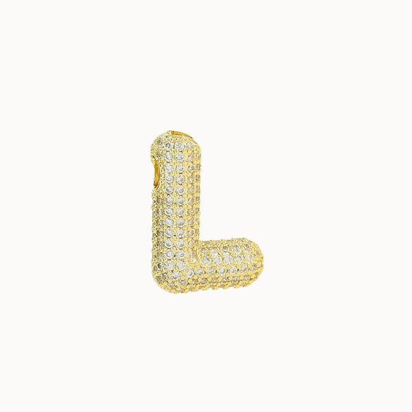 Pendant Necklace Brass Copper Zircon Balloon Bubble Chubby Alphabet Electroplating