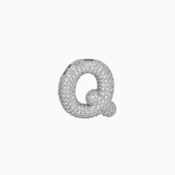 Pendant Necklace Brass Copper Zircon Balloon Bubble Chubby Alphabet Electroplating
