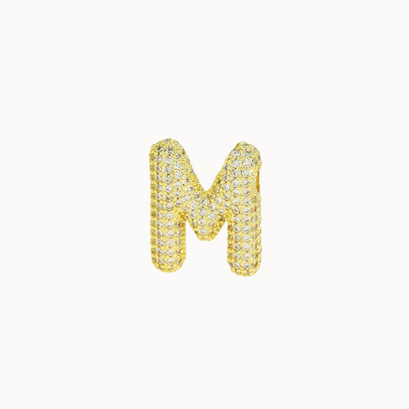 Pendant Necklace Brass Copper Zircon Balloon Bubble Chubby Alphabet Electroplating