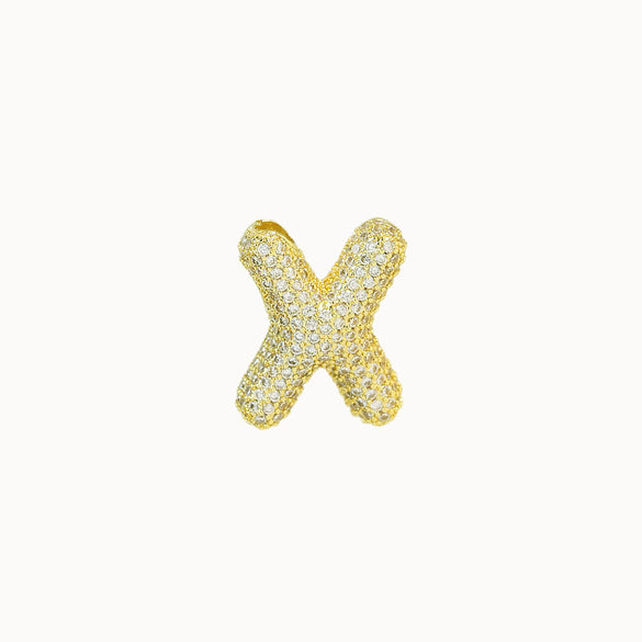 Pendant Necklace Brass Copper Zircon Balloon Bubble Chubby Alphabet Electroplating