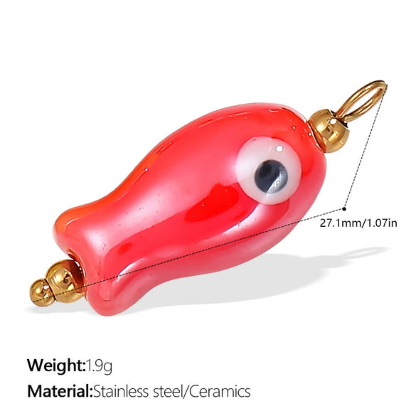 Pendant Necklace Ceramic 316L Stainless Steel Plated 18K Gold Marine Series Small Fish Starfish Shaped