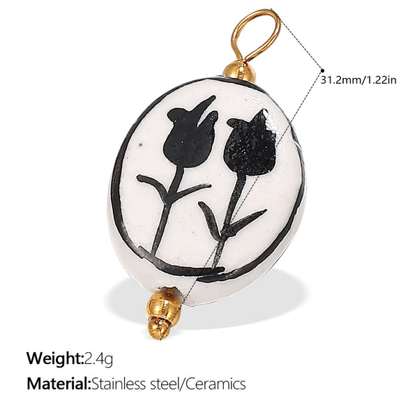 Pendant Necklace Ceramic 316L Stainless Steel Plated 18K Gold Marine Series Small Fish Starfish Shaped