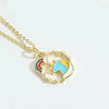 Pendant Necklace Clavicle Chain Cute Animal Style Copper With Mixed Gemstone Setting Star Shape Electroplating For Women