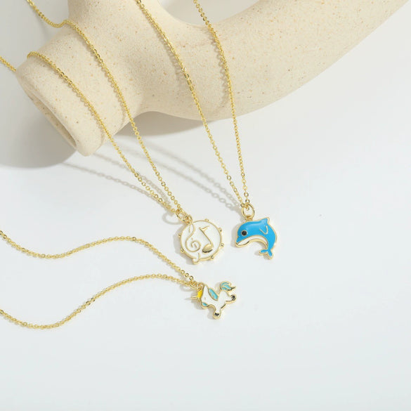 Pendant Necklace Clavicle Chain Cute Animal Style Copper With Mixed Gemstone Setting Star Shape Electroplating For Women