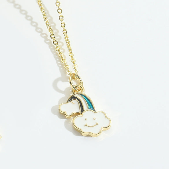 Pendant Necklace Clavicle Chain Cute Animal Style Copper With Mixed Gemstone Setting Star Shape Electroplating For Women
