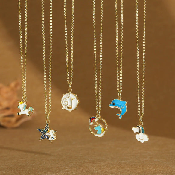 Pendant Necklace Clavicle Chain Cute Animal Style Copper With Mixed Gemstone Setting Star Shape Electroplating For Women