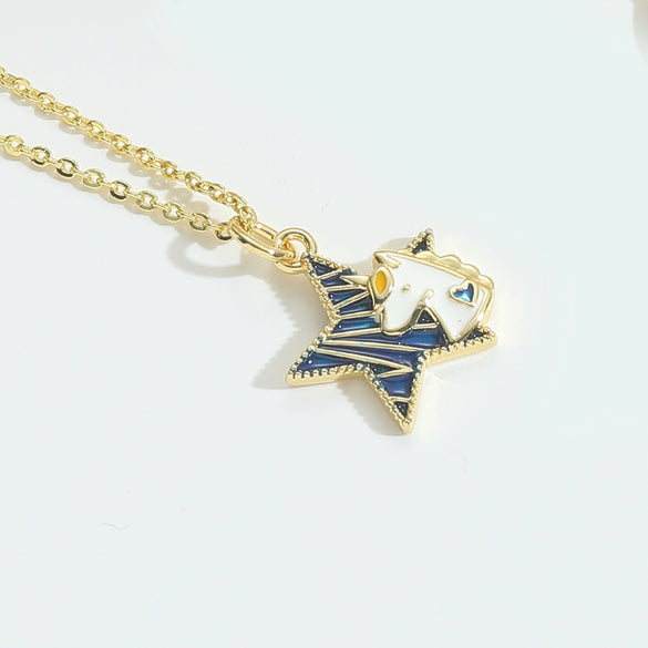 Pendant Necklace Clavicle Chain Cute Animal Style Copper With Mixed Gemstone Setting Star Shape Electroplating For Women
