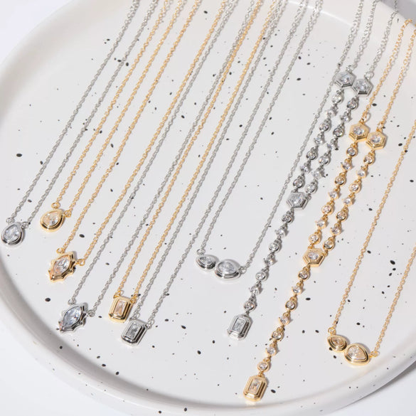 Pendant Necklace Copper Artificial Crystal Geometric Style Furnace Vacuum Plating For Women