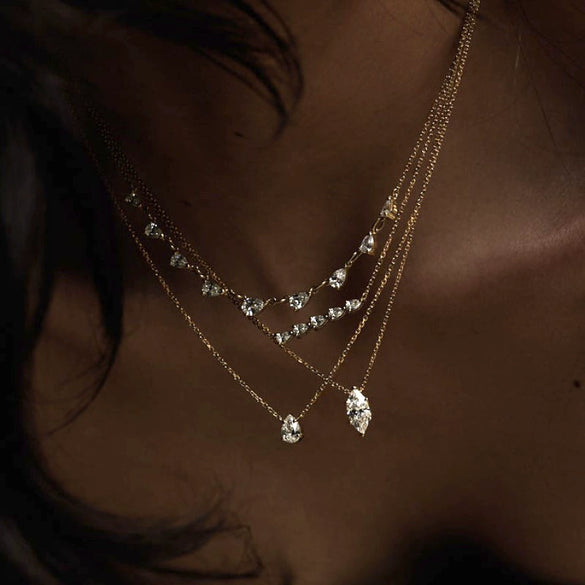 Pendant Necklace Copper Artificial Crystal Geometric Style Furnace Vacuum Plating For Women