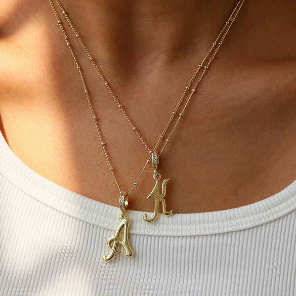 Pendant Necklace Copper Electroplated Highpolished Cursive English Letters