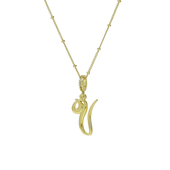 Pendant Necklace Copper Electroplated Highpolished Cursive English Letters