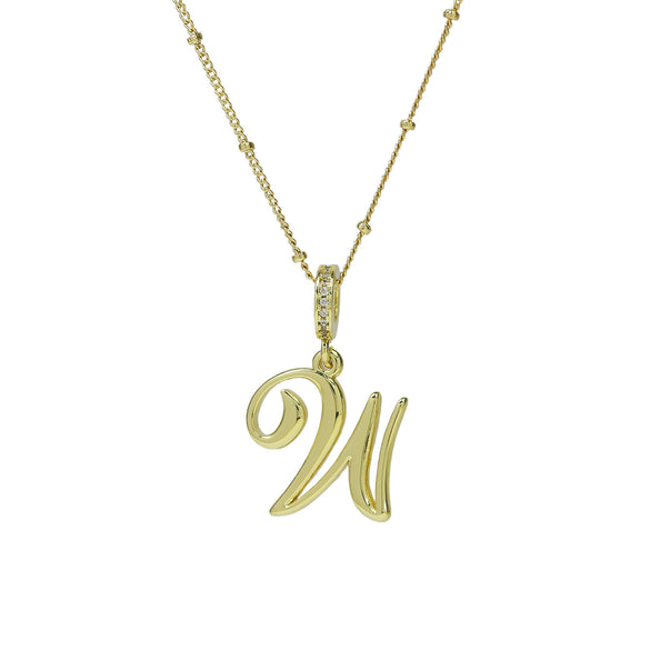 Pendant Necklace Copper Electroplated Highpolished Cursive English Letters