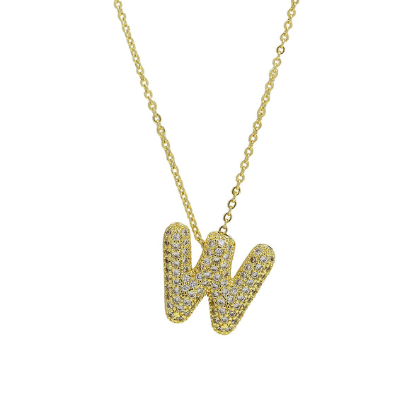 Pendant Necklace Copper Electroplated With Letter Pattern Balloon Bubble Shape