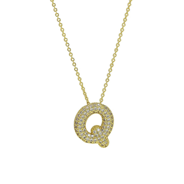 Pendant Necklace Copper Electroplated With Letter Pattern Balloon Bubble Shape
