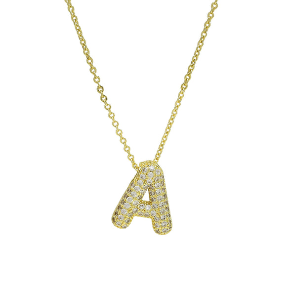 Pendant Necklace Copper Electroplated With Letter Pattern Balloon Bubble Shape