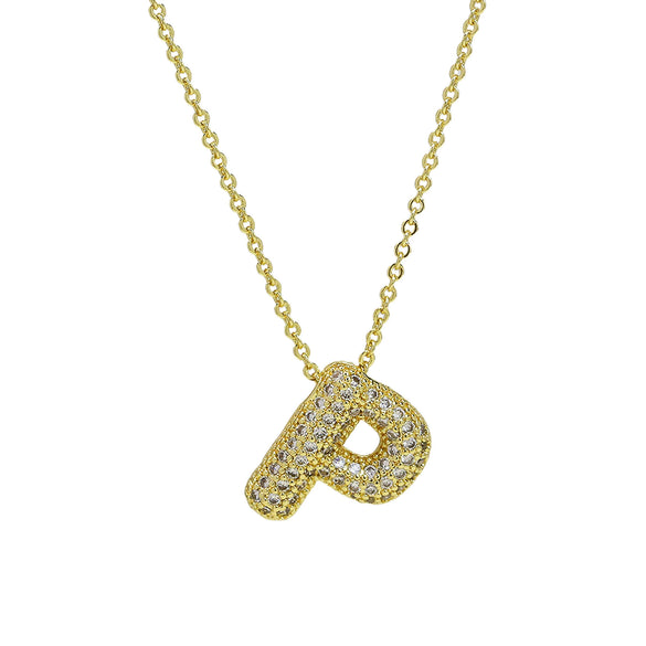 Pendant Necklace Copper Electroplated With Letter Pattern Balloon Bubble Shape