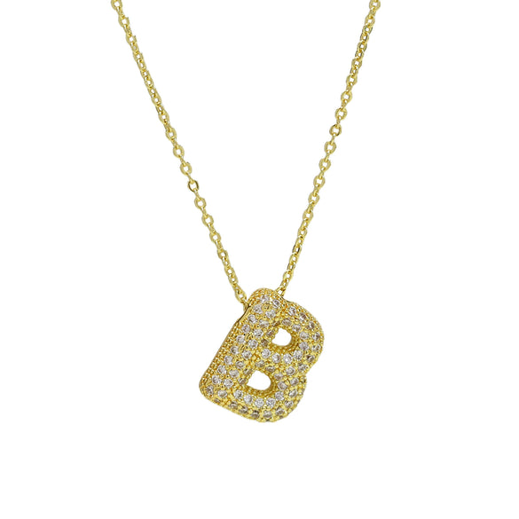 Pendant Necklace Copper Electroplated With Letter Pattern Balloon Bubble Shape