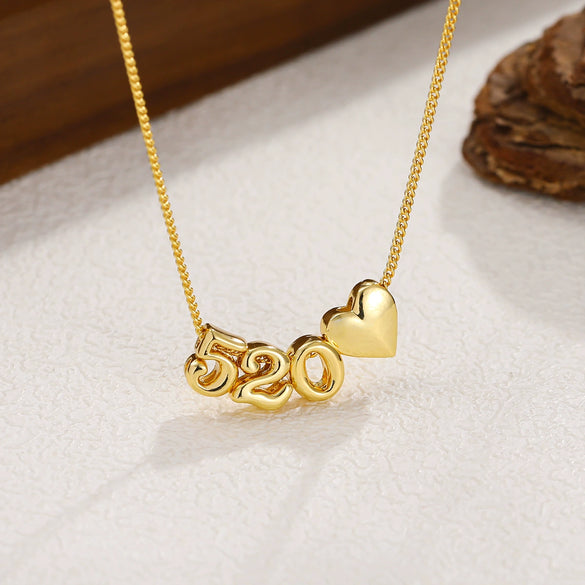 Pendant Necklace Copper Electroplated With Letters Numbers Text Pattern
