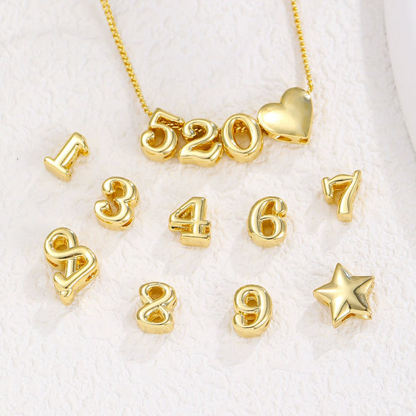 Pendant Necklace Copper Electroplated With Letters Numbers Text Pattern