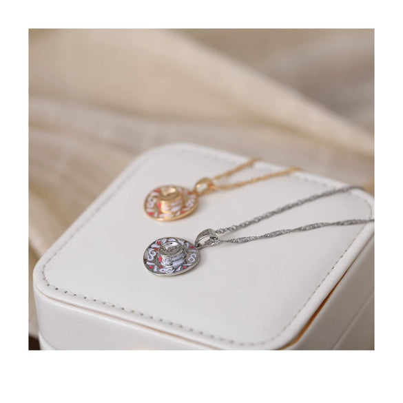 Pendant Necklace Copper Electroplating Oil Dripping Boots Hat Pink Girly Style