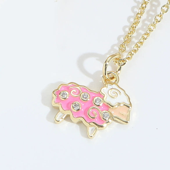 Pendant Necklace Copper Evil Bird Head Shape Geometric Retro Electroplating Mixed Gemstone Setting For Women