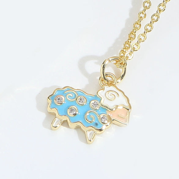 Pendant Necklace Copper Evil Bird Head Shape Geometric Retro Electroplating Mixed Gemstone Setting For Women