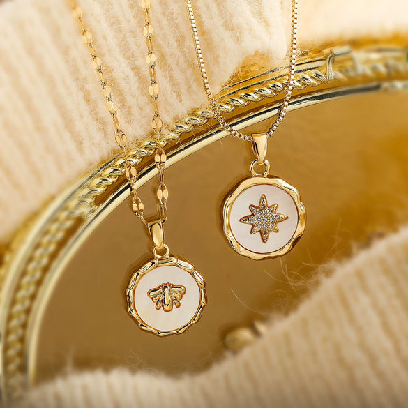 Pendant Necklace Copper Geometric Animal Retro Gold Plated Zircon Bee Minimalist Female