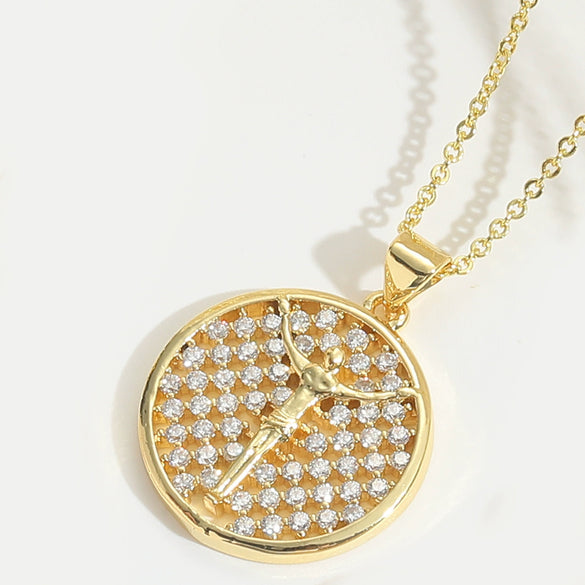 Pendant Necklace Copper Geometric Butterfly Zircon Retro Design Electroplating For Women