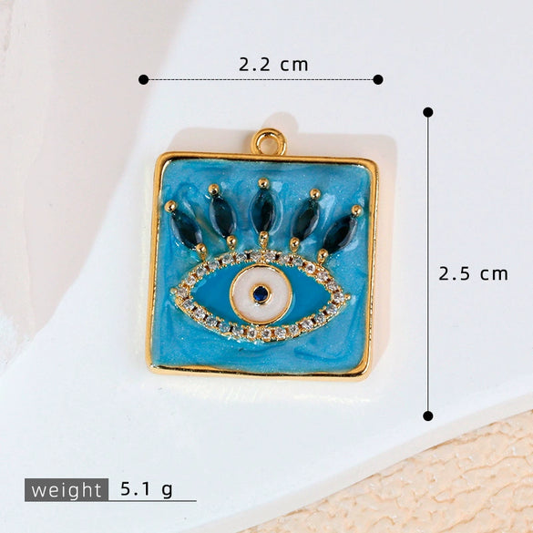 Pendant Necklace Copper Geometric Dripping Oil Microinlaid Zircon Devil's Eye Pendant