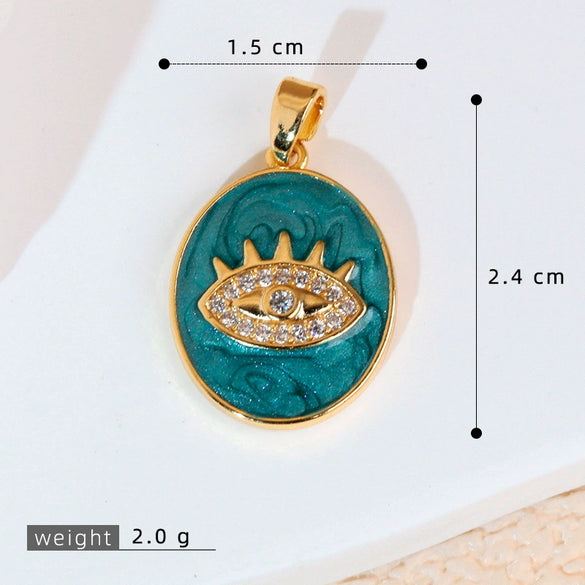 Pendant Necklace Copper Geometric Dripping Oil Microinlaid Zircon Devil's Eye Pendant