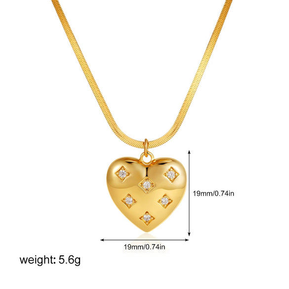 Pendant Necklace Copper Geometric Heart Electroplating Light Luxury Minimalist For Women