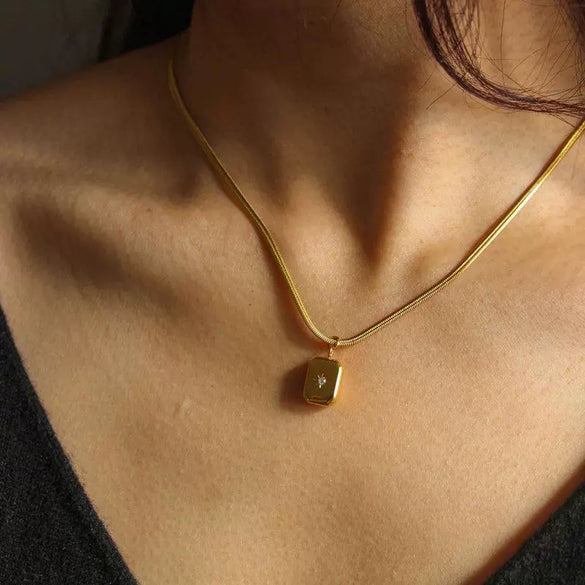 Pendant Necklace Copper Geometric Heart Electroplating Light Luxury Minimalist For Women