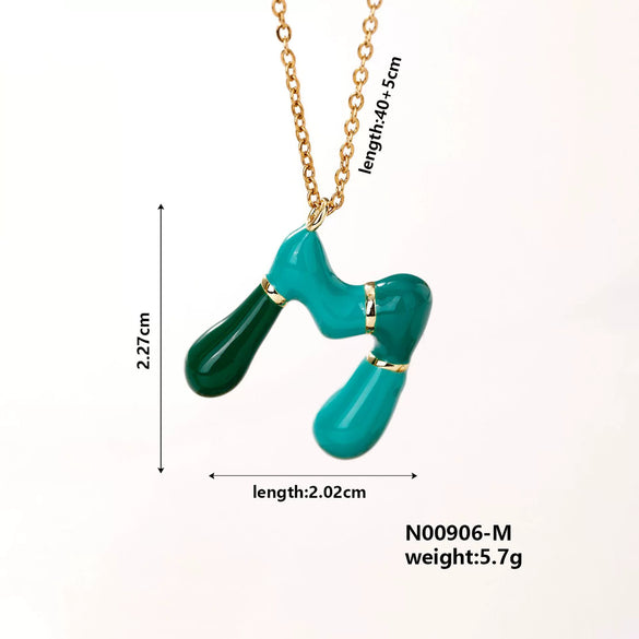 Pendant Necklace Copper Geometric Letter Electroplated