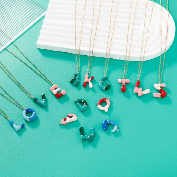 Pendant Necklace Copper Geometric Letter Electroplated