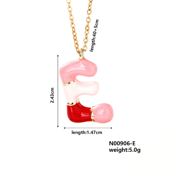 Pendant Necklace Copper Geometric Letter Electroplated