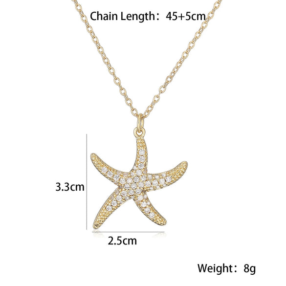 Pendant Necklace Copper Geometric Starfish Shell Style