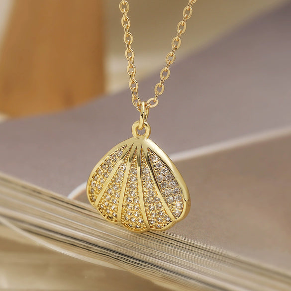 Pendant Necklace Copper Geometric Starfish Shell Style