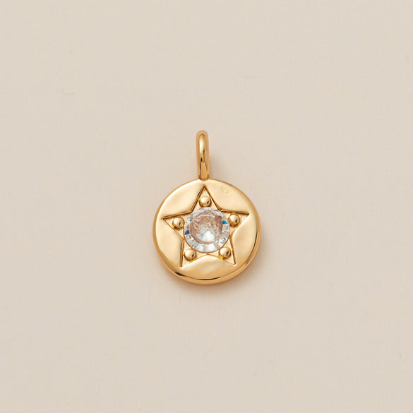Pendant Necklace Copper Glass Zircon Fivepointed Star Round Electroplating