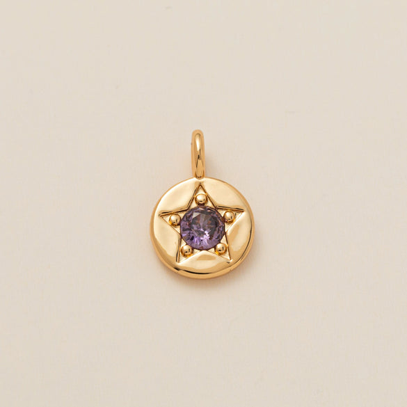 Pendant Necklace Copper Glass Zircon Fivepointed Star Round Electroplating