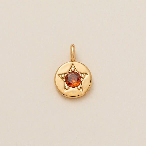 Pendant Necklace Copper Glass Zircon Fivepointed Star Round Electroplating