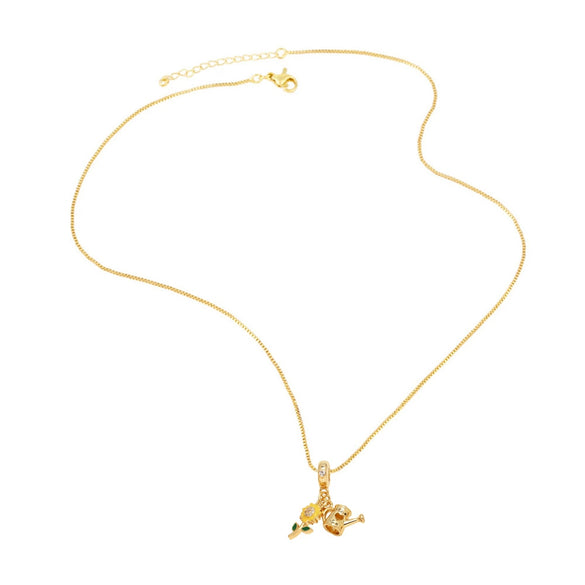 Pendant Necklace Copper Gold Plated Geometric Minimalist Style