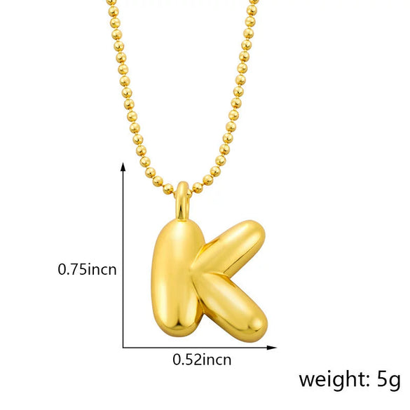 Pendant Necklace Copper Gold Plated Letter Balloon Shape Electroplating